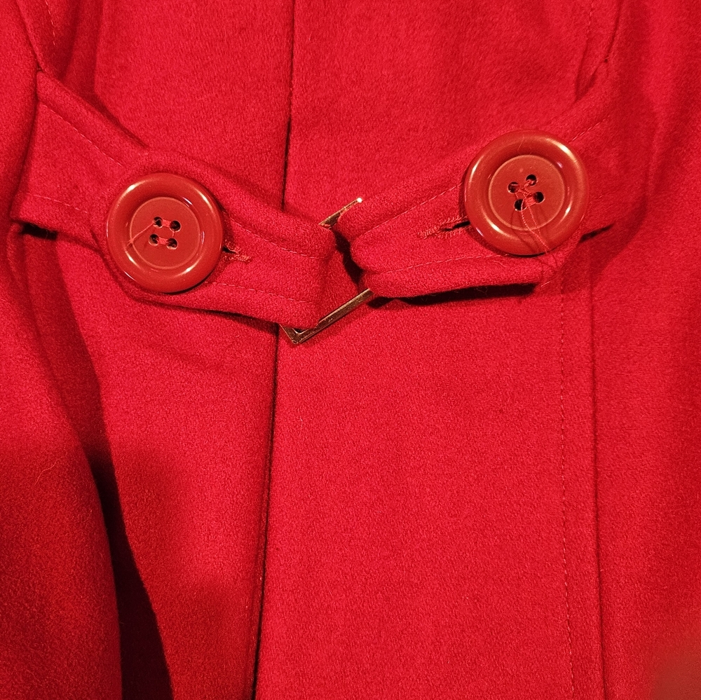Forever Audrey Red Pea Coat, Size M - Picture 8 of 10